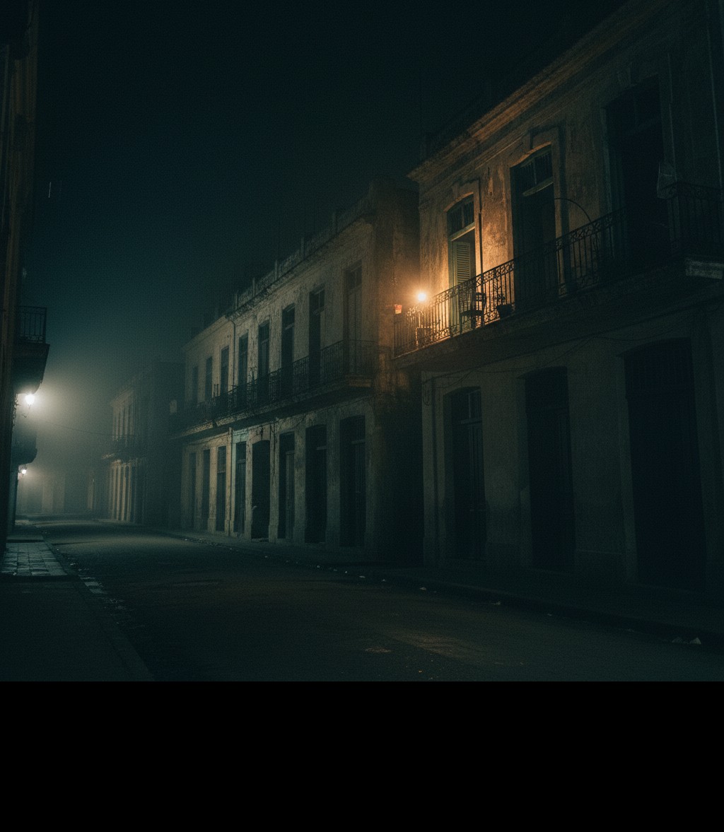 Calle de Cuba a oscuras durante un apagón